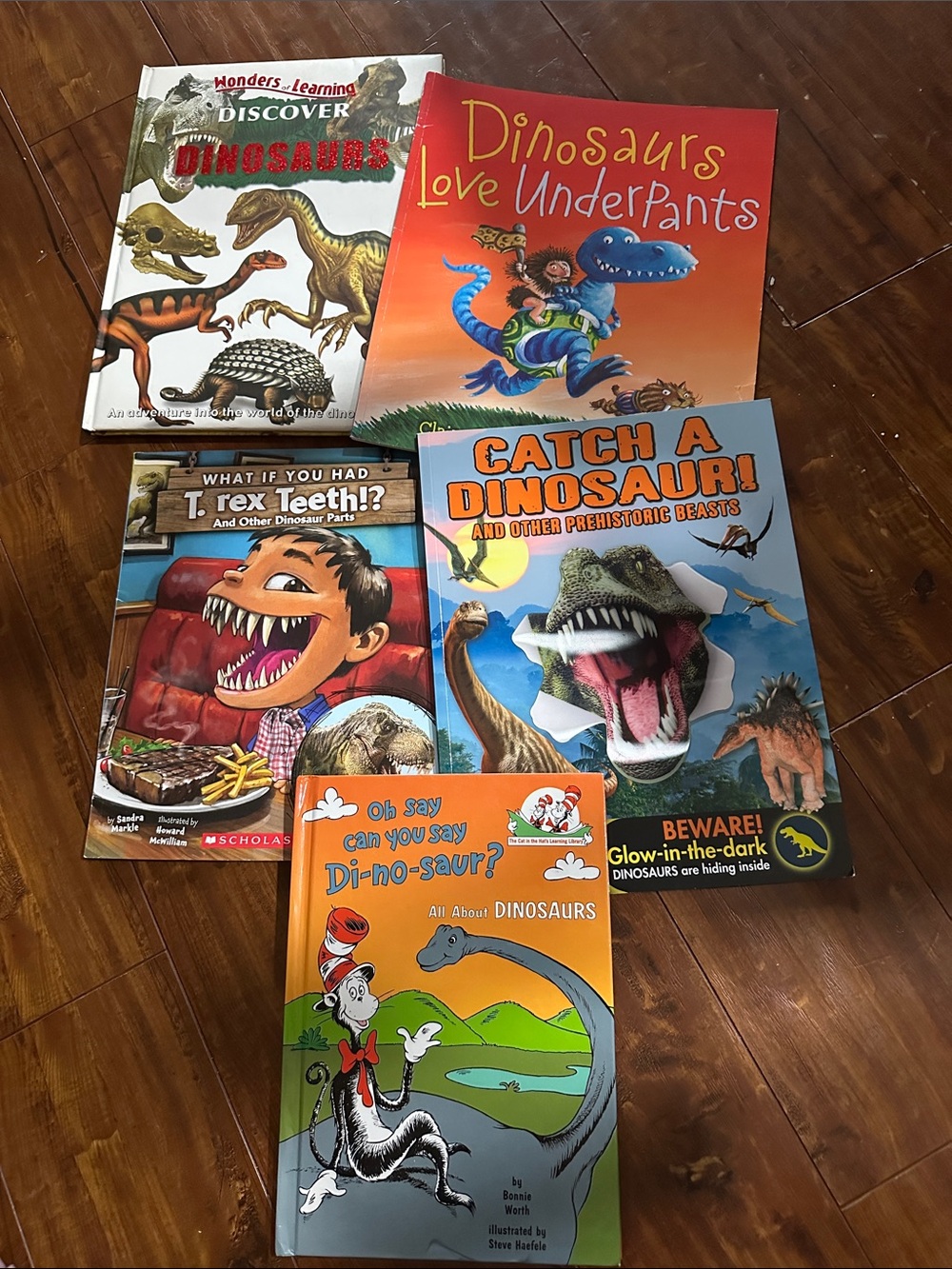 Dinosaur Children’s Book Lot 5 T Rex Dr Seuss Scholastic Underpants